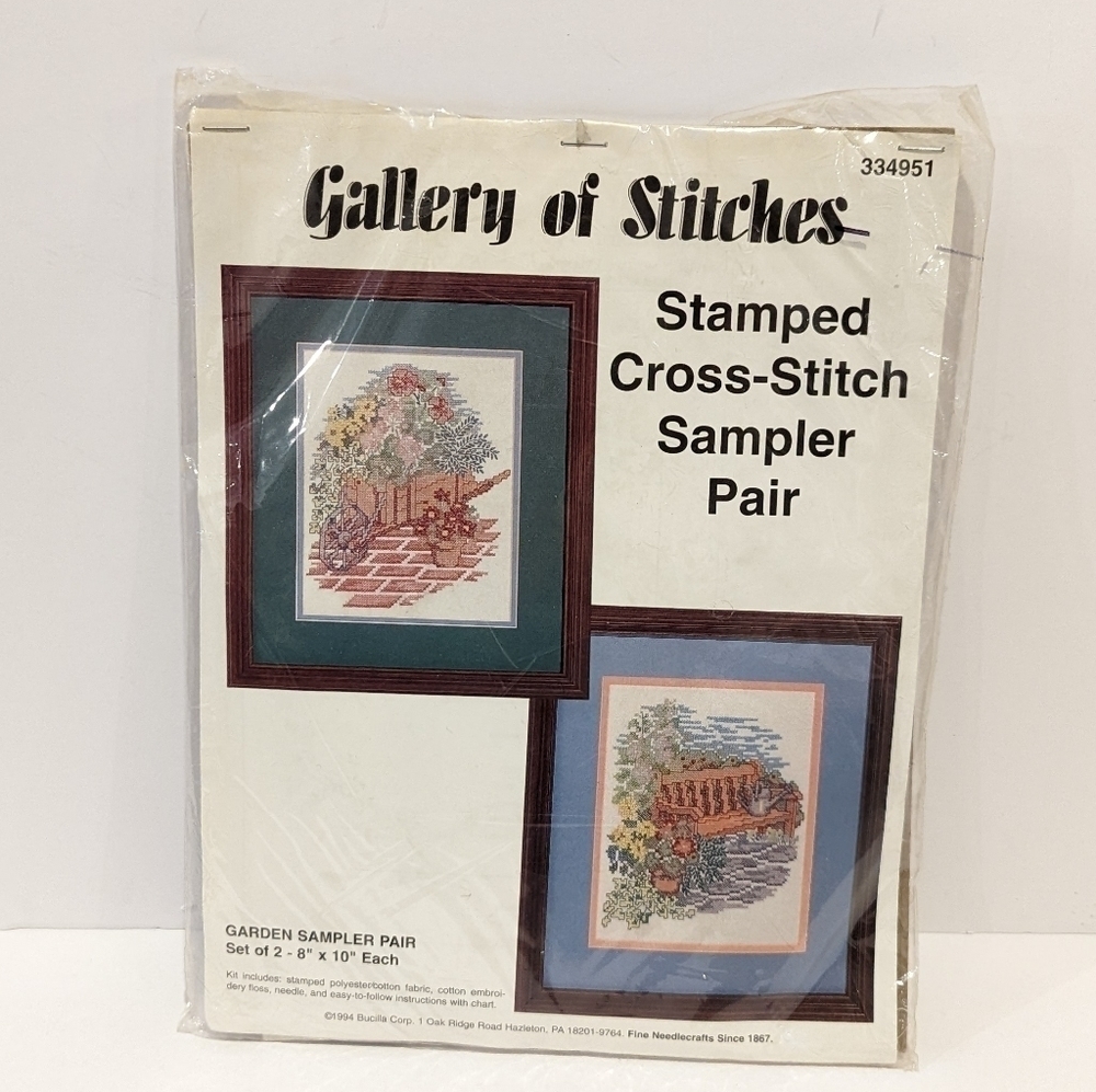 Bucilla Gallery Of Stitches #334951 Flower Garden Sampler Pair Cross Stitch